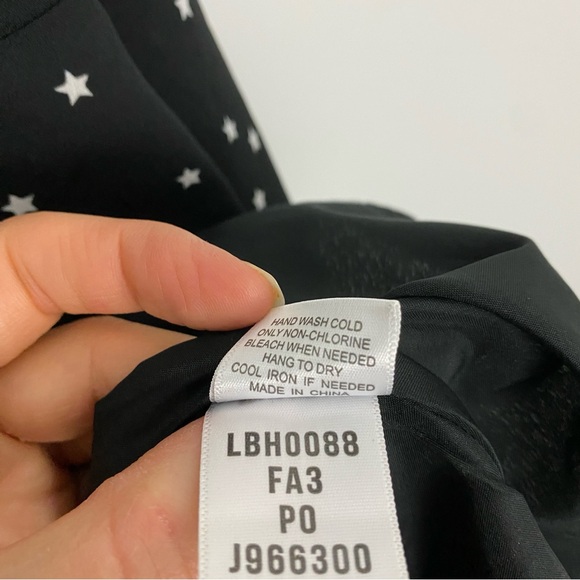 Lucky Brand size M Black with White Star Print Long Bell Sleeve Mini Dress - Picture 8 of 8
